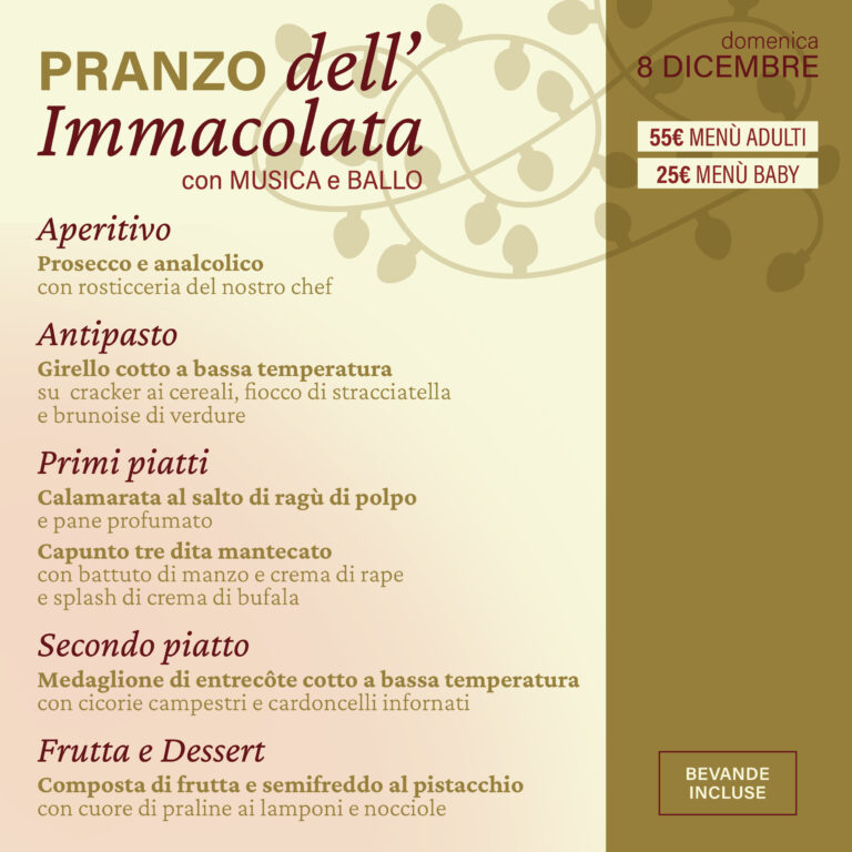 Menù del pranzo dell'Immacolata